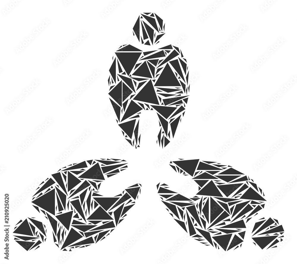 Poster stomatology collage of triangle elements in different sizes and shapes. vector triangles are organiz