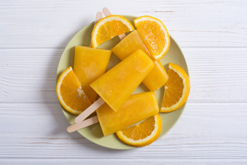 Homemade orange popsicle