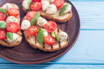 sandwich with mozzarella and cherry tomatoes