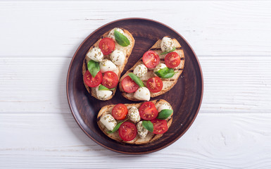 sandwich with mozzarella and cherry tomatoes
