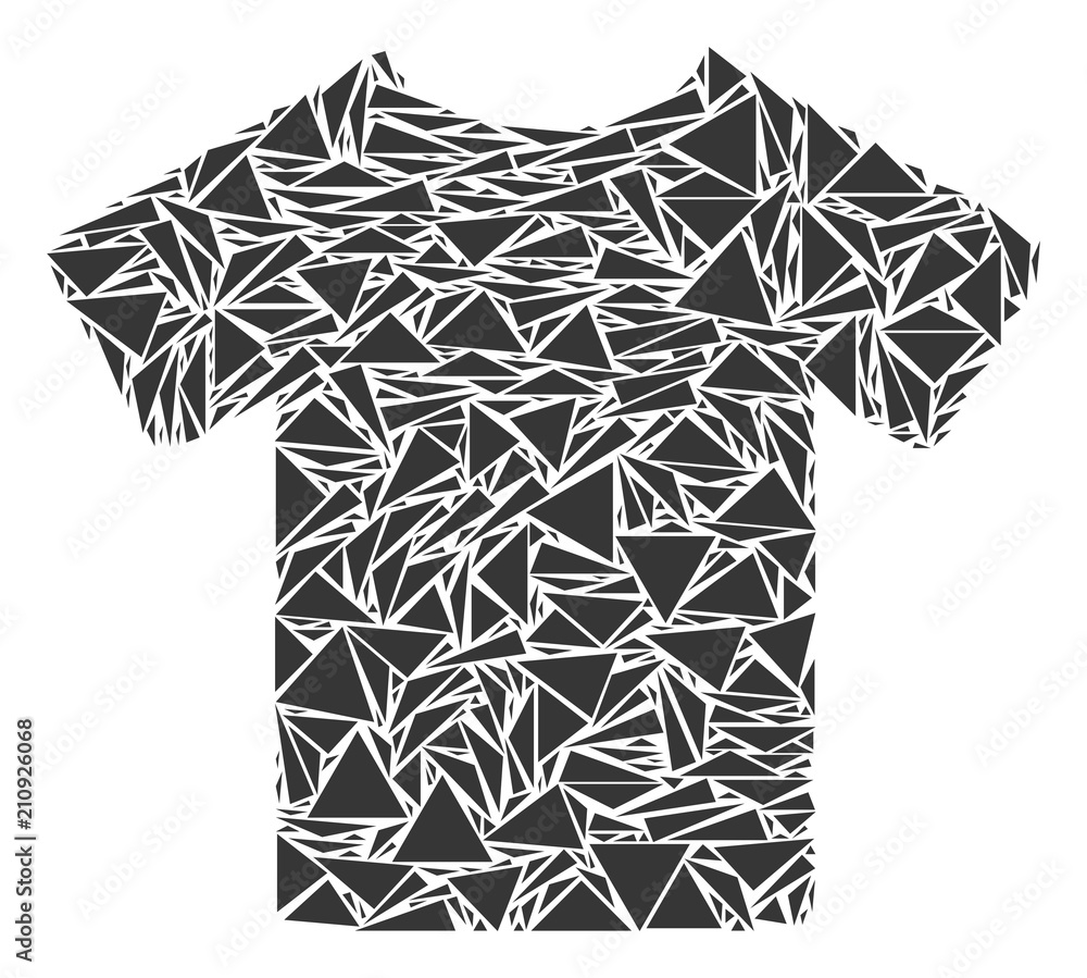 Poster t-shirt collage of triangle elements in variable sizes and shapes. vector triangles are united into 