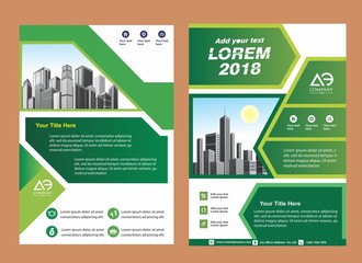 modern cover, brochure, layout for annual report with city background