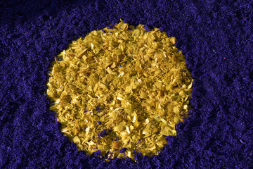 Background of colored wood shavings