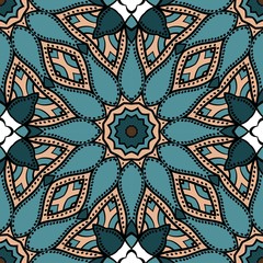 Seamless Floral pattern. Art-deco Geometric background. Modern graphic design. Vector illustration