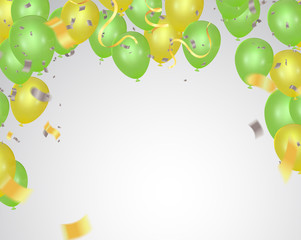 Colored and transparent balloons Abstract background party celebration green confetti
