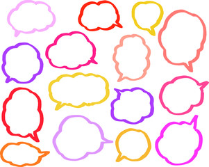 Warm color Speech balloon with Bold line set