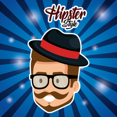 head man style hipster character vector illustration design