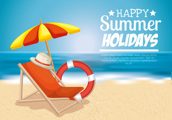 Fototapeta na wymiar beach with summer holidays icons vector illustration design