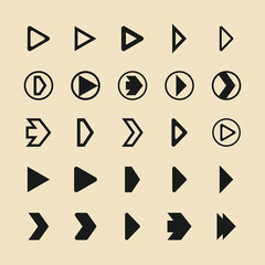 Pictogram set of play and arrow vector icons for web or app