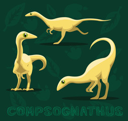 Dinosaur Compsognathus Cartoon Vector Illustration