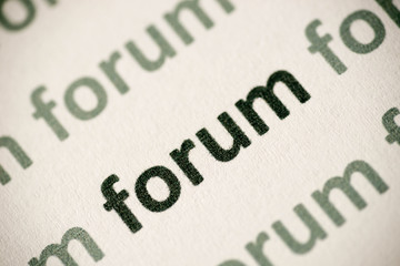 word forum printed on paper macro