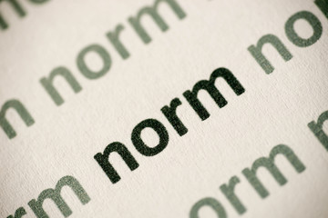 word norm printed on paper macro
