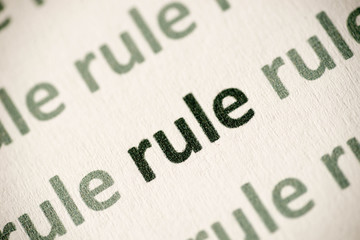 word rule printed on paper macro