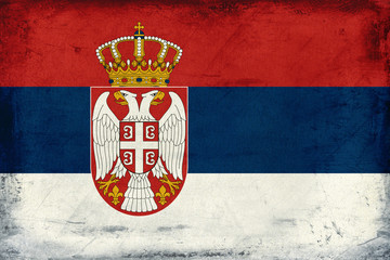 Vintage national flag of serbia background in Europe