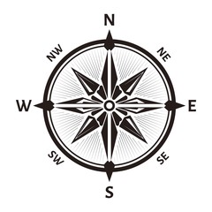 Rose of wind or vector navigation compass