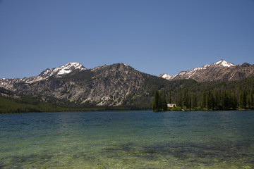 Obraz premium Pettit Lake in the Sawtooth Mountains 1989