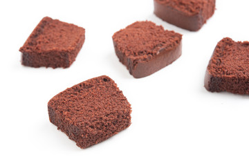 sliced bar cake chocolate slice slices in white background