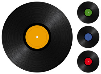 Vector illustration of a vinyl record, with additional color variations. 