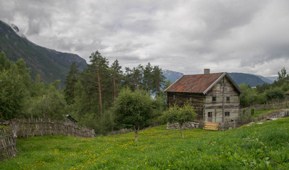 Old houses in ecomuseum in Norway