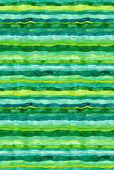 Seamless Pattern of Watercolor Green Stripes