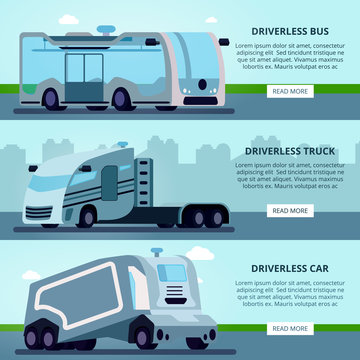 Autonomous Driverless Vehicles Banners 