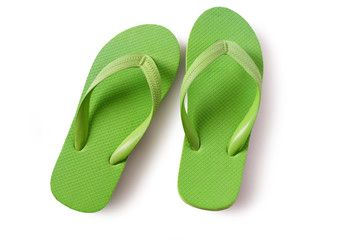 Flip flop beach shoes green isolated on white background