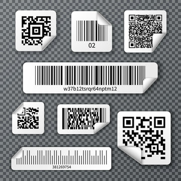 QR Bar Codes Stickers Set