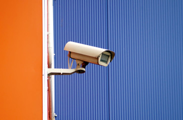 Camera surveillance on the wall of the building