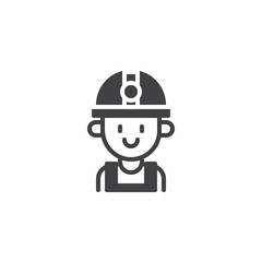 Engineer portrait vector icon. filled flat sign for mobile concept and web design. Construction worker in helmet simple solid icon. Symbol, logo illustration. Pixel perfect vector graphics