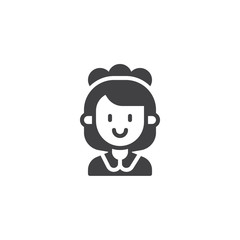 Maid woman vector icon. filled flat sign for mobile concept and web design. Cleaner female simple solid icon. Symbol, logo illustration. Pixel perfect vector graphics