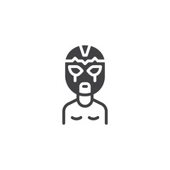 Wrestler man in wrestling mask vector icon. filled flat sign for mobile concept and web design. athlete portrait simple solid icon. Symbol, logo illustration. Pixel perfect vector graphics