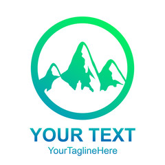 Circle - mountain inside Circle shape with cross or plus icon Vector logo concept illustration.  Circle abstract logo. Vector logo template. Design element.