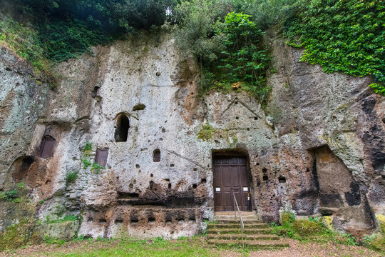 Sutri in Lazio, Italy. the rock-cut church of the Madonna del Parto