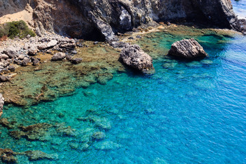 Rocky sea coast in Antalya, Turkey
