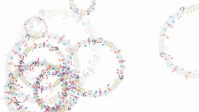 Abstract music notes on white background - 4k, loop, alpha
