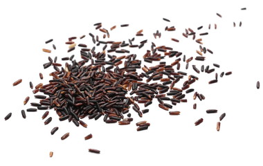 Organic black rice isolated on white background   