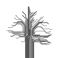Abstract Circuit Technology Background. Circuit in shape of tree