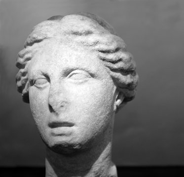 The head of the Circe statue was found in 1928 by an inhabitant of San Felice on the slopes of the Circe peak. Roman art - imperial age, 1-2 century. San Felice Circeo, Lazio, Italy.