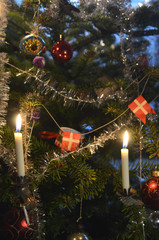 Closeup on a retrostyle decorated Christmad tree