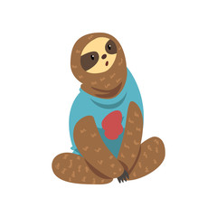 Cute funny sloth, lazy exotic rainforest animal character vector Illustrations on a white background