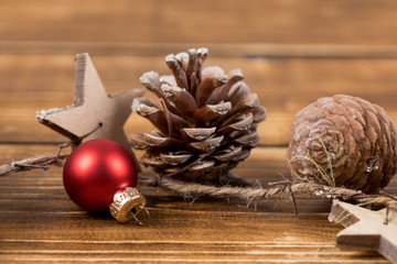 christmas ball with pinecones