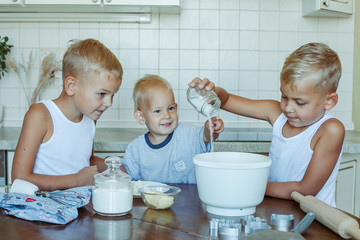 children baking cookies the in kitchen