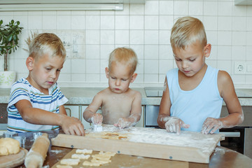 children baking cookies the in kitchen