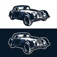 retro vintage classic car club logo illustration