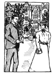 Woman and man historically vintage design #vector #isolated - Frau und Mann historisch vintage Stil