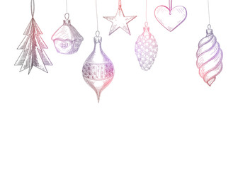 White background with hand-drawn Christmas decoration.