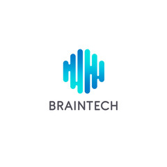 Creative brain abstract vector logo design template. Braintech. Vector illustration