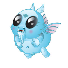 A small fantasy creature isolated on white background. Vector cartoon close-up illustration.