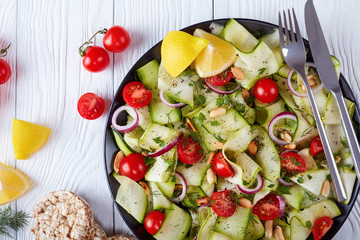 zucchini ribbon salad with roasted peanuts