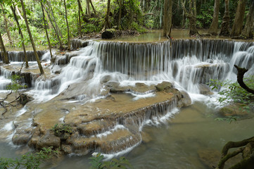Beautiful waterfall with stones in forest, Thailand